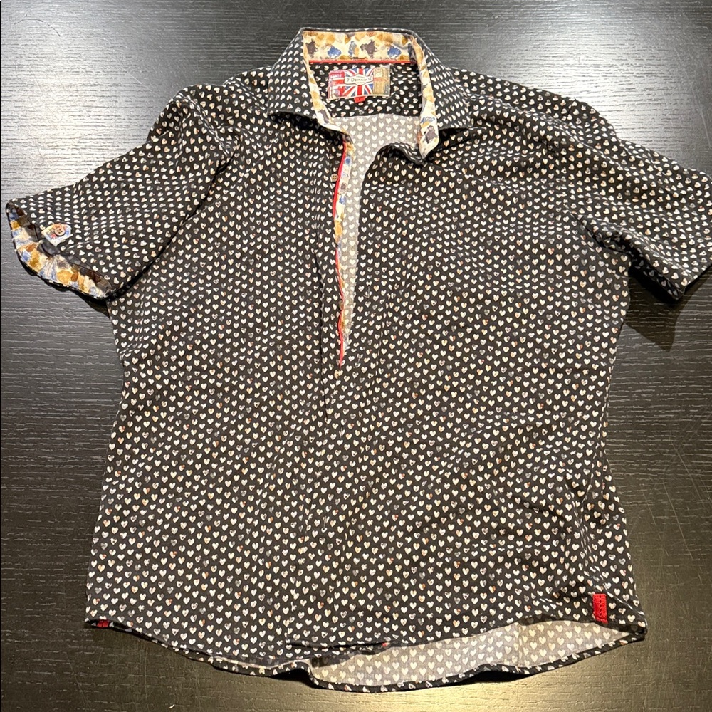 Men's Black and White Geometric Shirt XL